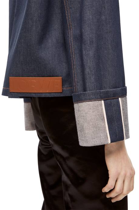 Loewe mujer chamarra de pescador con vuelta en denim LP641183 mezclilla cruda