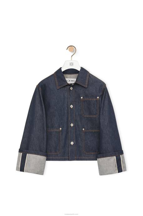 Loewe mujer chamarra de pescador con vuelta en denim LP641183 mezclilla cruda
