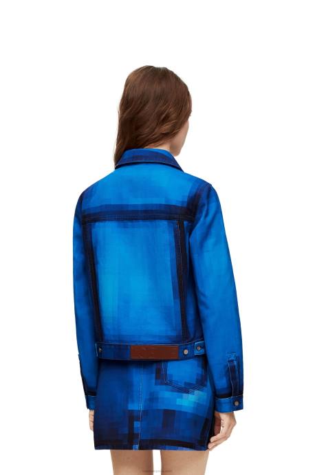 Loewe mujer chamarra pixelada en denim LP641175 mezclilla