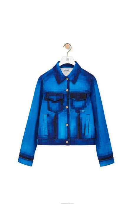 Loewe mujer chamarra pixelada en denim LP641175 mezclilla