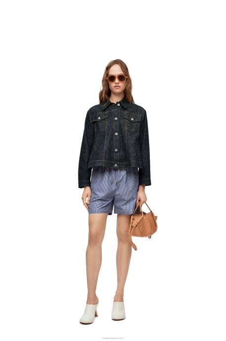 Loewe mujer chamarra trapecio en denim LP641178 mezclilla azul