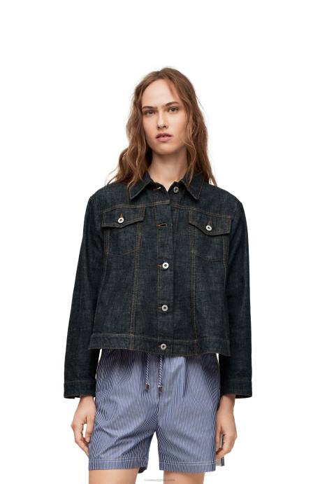 Loewe mujer chamarra trapecio en denim LP641178 mezclilla azul