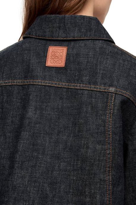 Loewe mujer chamarra trapecio en denim LP641178 mezclilla azul