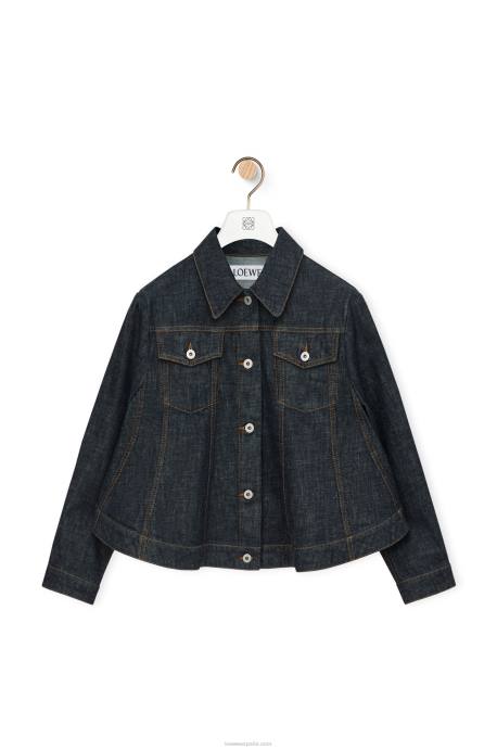 Loewe mujer chamarra trapecio en denim LP641178 mezclilla azul