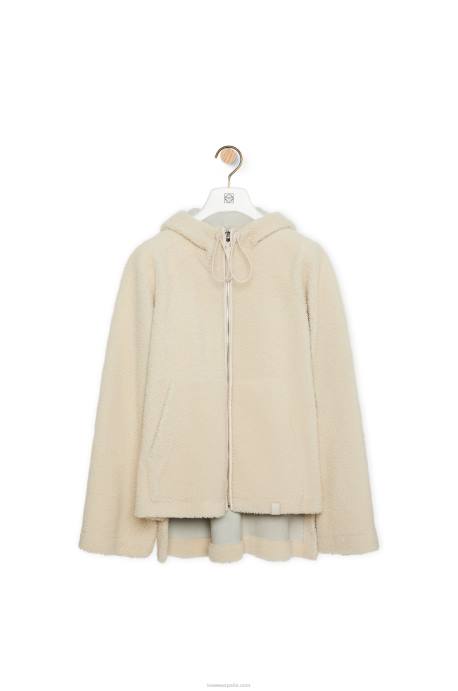 Loewe mujer chaqueta con capucha de borrego LP641127 Marfil