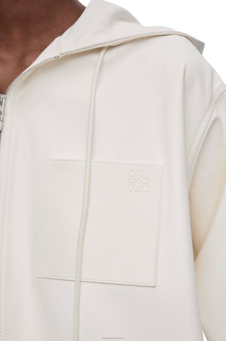 Loewe mujer chaqueta con capucha de piel de cordero napa LP641105 blanco