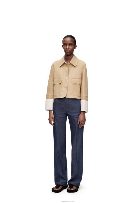 Loewe mujer chaqueta con vuelta en ante LP641135 oro