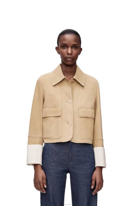 Loewe mujer chaqueta con vuelta en ante LP641135 oro