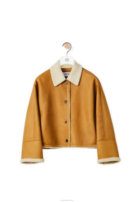 Loewe mujer chaqueta corta de borrego LP641148 blanco/camello