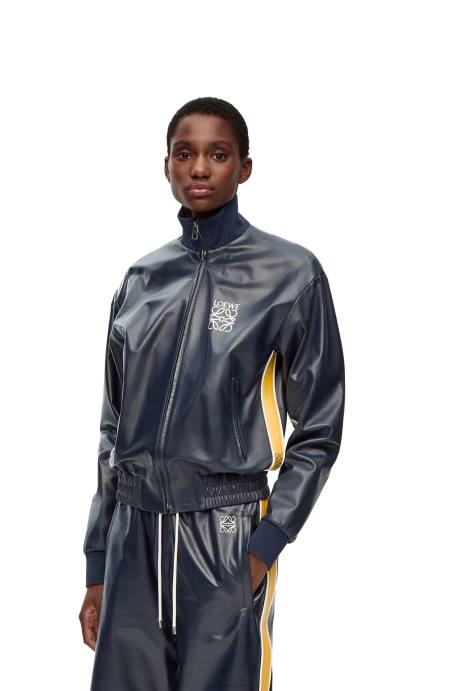 Loewe mujer chaqueta de chándal en napa LP641121 azul marino/amarillo
