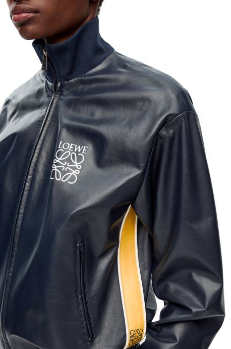 Loewe mujer chaqueta de chándal en napa LP641121 azul marino/amarillo