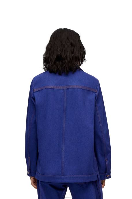 Loewe mujer chaqueta de trabajo en denim LP641180 azul brillante