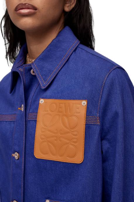 Loewe mujer chaqueta de trabajo en denim LP641180 azul brillante
