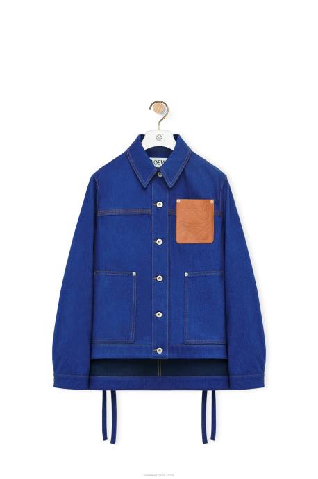 Loewe mujer chaqueta de trabajo en denim LP641180 azul brillante