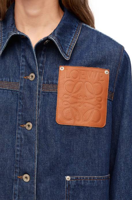 Loewe mujer chaqueta de trabajo en denim LP641193 azul vaquero/azul vaquero claro