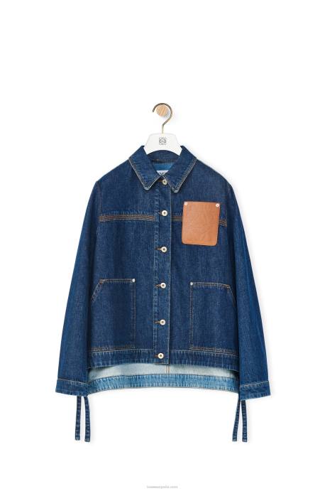 Loewe mujer chaqueta de trabajo en denim LP641193 azul vaquero/azul vaquero claro