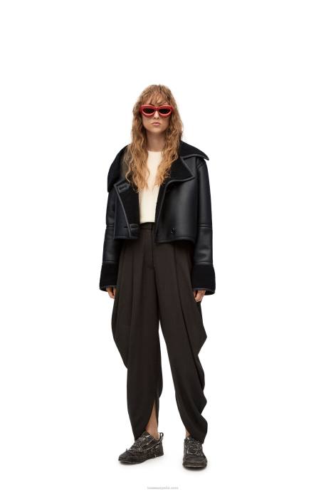 Loewe mujer chaqueta deconstruida de borrego LP641131 negro