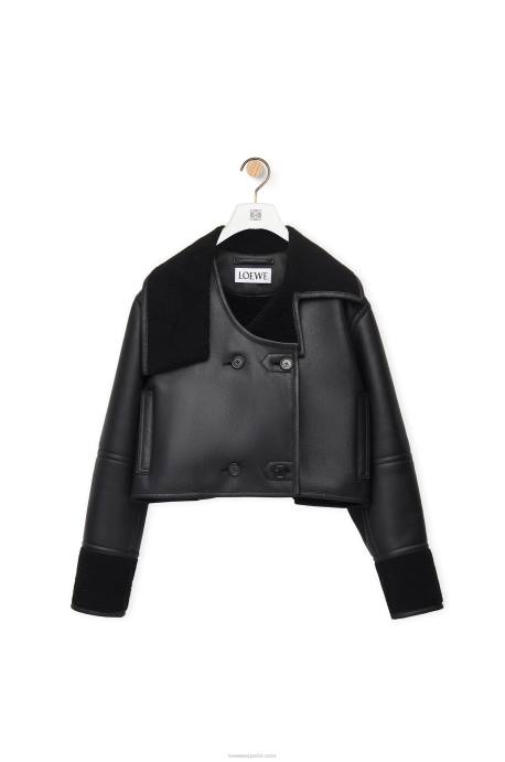 Loewe mujer chaqueta deconstruida de borrego LP641131 negro
