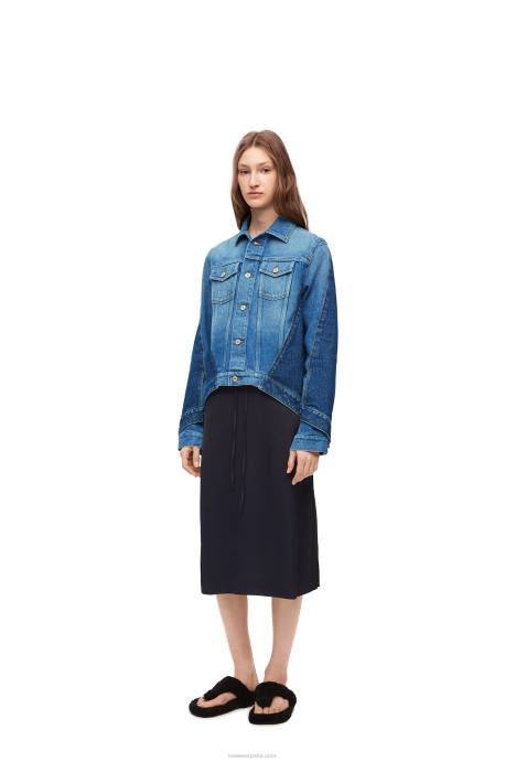Loewe mujer chaqueta deconstruida en denim LP641163 azul mezclilla