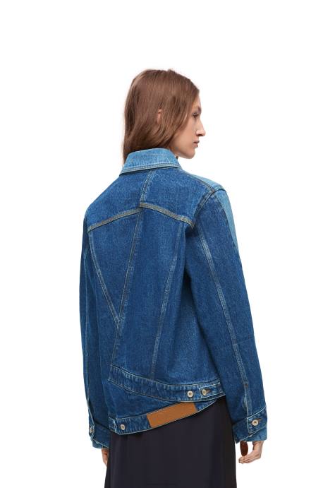 Loewe mujer chaqueta deconstruida en denim LP641163 azul mezclilla