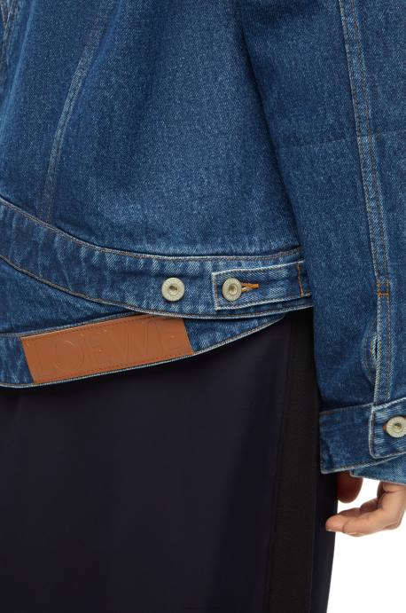 Loewe mujer chaqueta deconstruida en denim LP641163 azul mezclilla