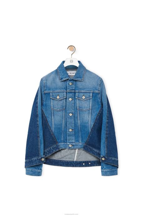 Loewe mujer chaqueta deconstruida en denim LP641163 azul mezclilla