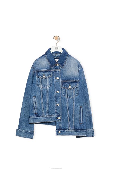Loewe mujer chaqueta deconstruida en denim LP641187 azul deportivo