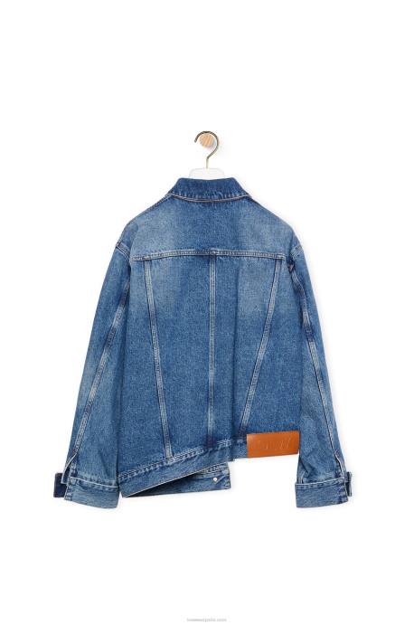 Loewe mujer chaqueta deconstruida en denim LP641187 azul deportivo