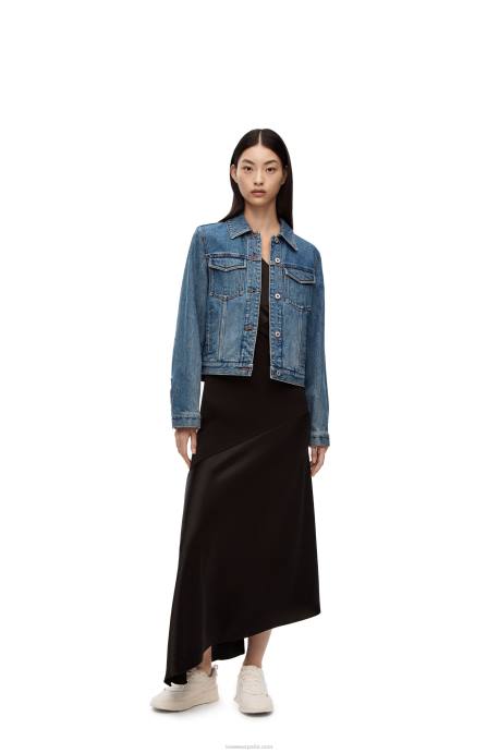 Loewe mujer chaqueta vaquera con anagrama LP641189 mezclilla azul medio