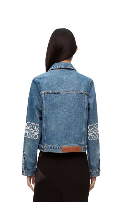 Loewe mujer chaqueta vaquera con anagrama LP641189 mezclilla azul medio