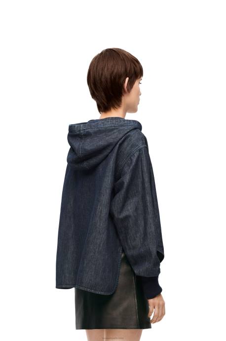Loewe mujer chaqueta vaquera con capucha LP641164 índigo