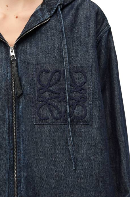 Loewe mujer chaqueta vaquera con capucha LP641164 índigo