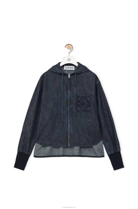 Loewe mujer chaqueta vaquera con capucha LP641164 índigo