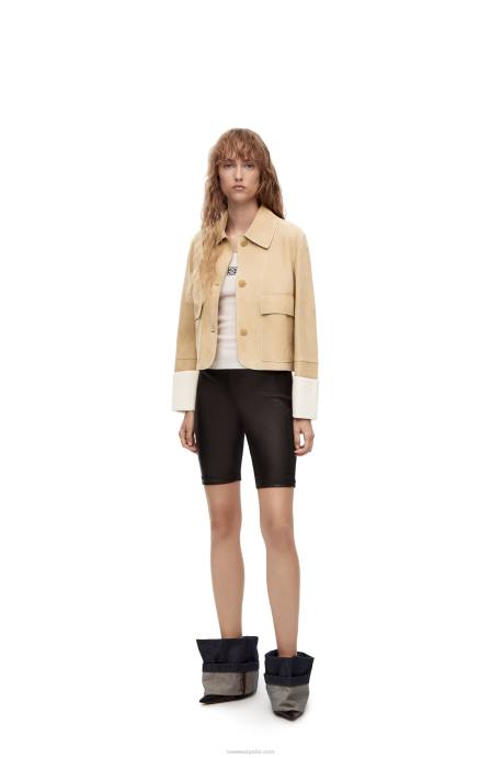 Loewe mujer chaqueta vuelta de piel de cordero ante LP641150 oro