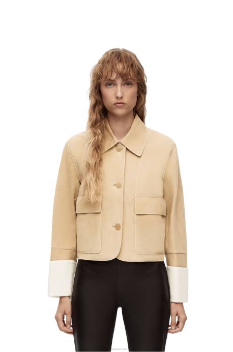 Loewe mujer chaqueta vuelta de piel de cordero ante LP641150 oro