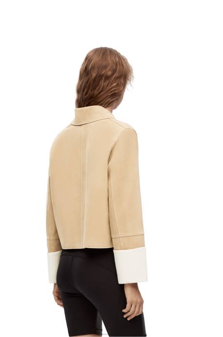 Loewe mujer chaqueta vuelta de piel de cordero ante LP641150 oro