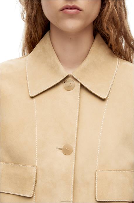 Loewe mujer chaqueta vuelta de piel de cordero ante LP641150 oro