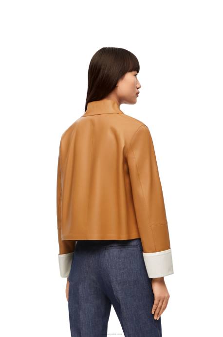 Loewe mujer chaqueta vuelta de piel de cordero napa LP641133 cálido desierto