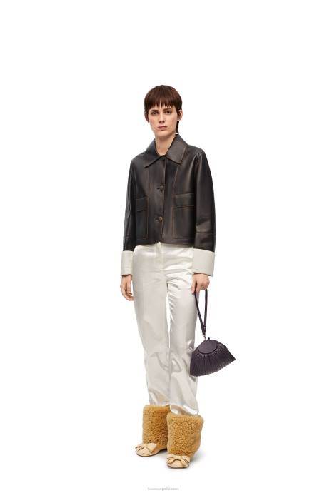 Loewe mujer chaqueta vuelta de piel de cordero napa LP641134 negro
