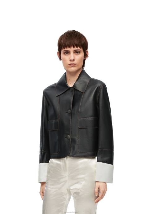 Loewe mujer chaqueta vuelta de piel de cordero napa LP641134 negro