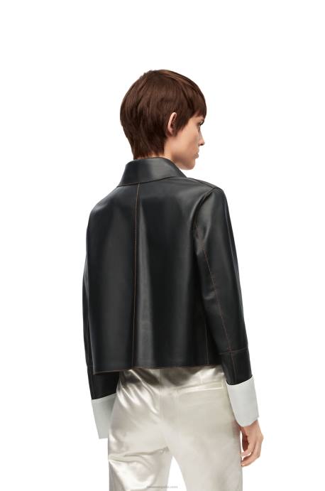 Loewe mujer chaqueta vuelta de piel de cordero napa LP641134 negro