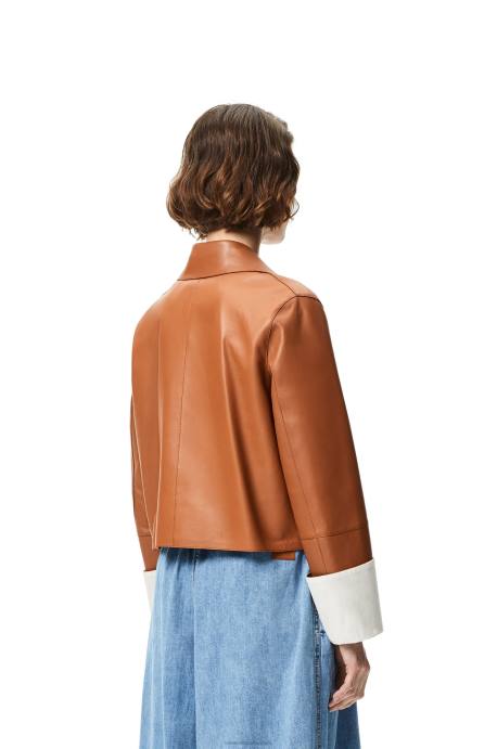 Loewe mujer chaqueta vuelta de piel de cordero napa LP641136 broncearse
