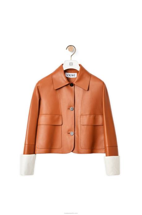 Loewe mujer chaqueta vuelta de piel de cordero napa LP641136 broncearse