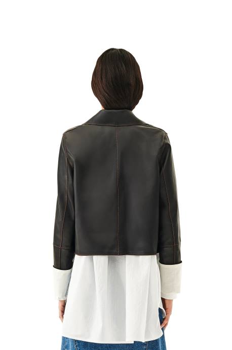 Loewe mujer chaqueta vuelta de piel de cordero napa LP641149 negro