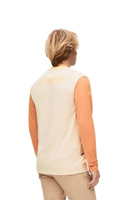 Loewe mujer hen camiseta de manga larga de algodón LP64836 beige