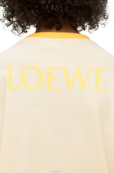 Loewe mujer hen camiseta de manga larga de algodón LP64836 beige