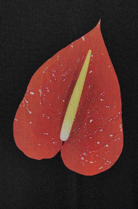 Loewe mujer top anthurium en malla semitransparente LP64882 negro/rojo