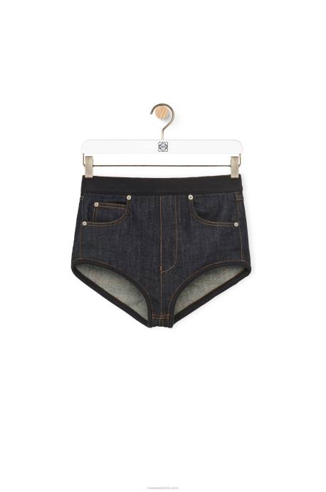 Loewe mujer calzoncillos elásticos de mezclilla LP641185 mezclilla cruda