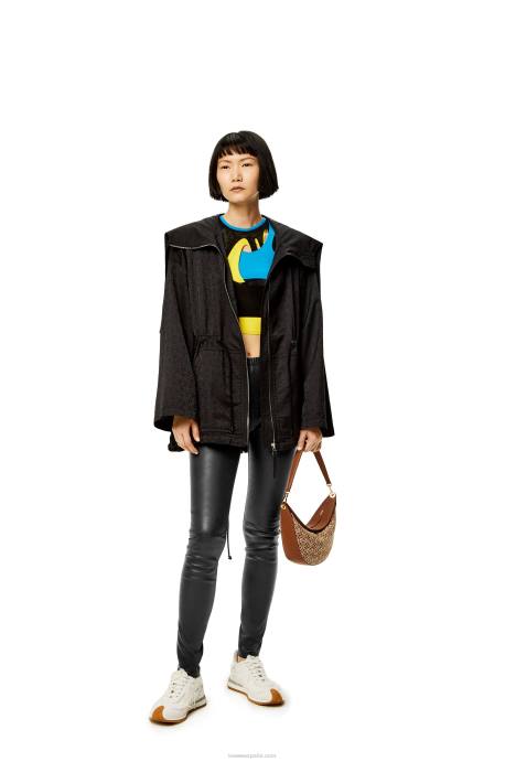 Loewe mujer leggins de napa de cordero LP641145 negro