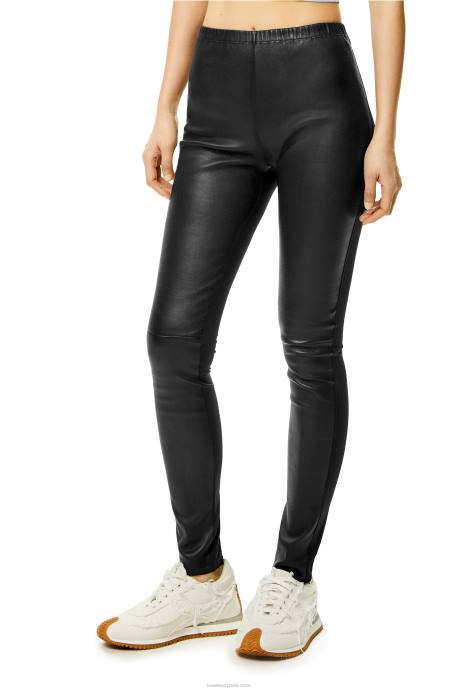 Loewe mujer leggins de napa de cordero LP641145 negro